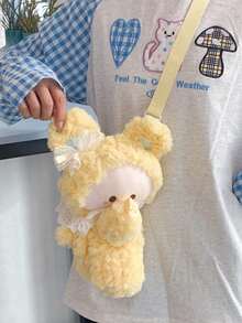 Cute Cat, Penguin, Rabbit Plush Backpack, Cat, Penguin, Rabbit Slouch Small Backpack, Girl Casual Phone Coin Purse, Unique Cartoon Shoulder Crossbody Bag