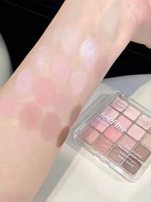 HOLD LIVE 16-Color Eyeshadow Palette, Matte, Shimmer, Glitter Textures, Includes Blush, Blue Eyeshadow - H02 - View 7