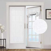 PRINCEDECO 2 Panels  Natural Linen Door Curtain Light Filtering Front Door Curtain Sliding Door Curtains Privacy Assured Room Darkening Curtains For French Door Tie Up Shade - White-nEW - View 1