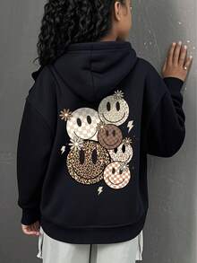 像素熔岩鸭印花图案卫衣，青少年/青年休闲风格，适合春秋季穿着，可用于购物、上学、聚会、旅行等场合。 - 黑色 - 查看 8