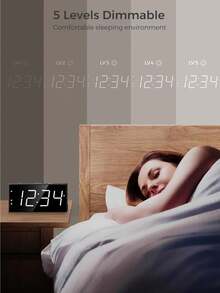 Reloj despertador digital de mesa, reloj despertador electrónico con pantalla LED para mesita de noche - Multicolor - Ver 4