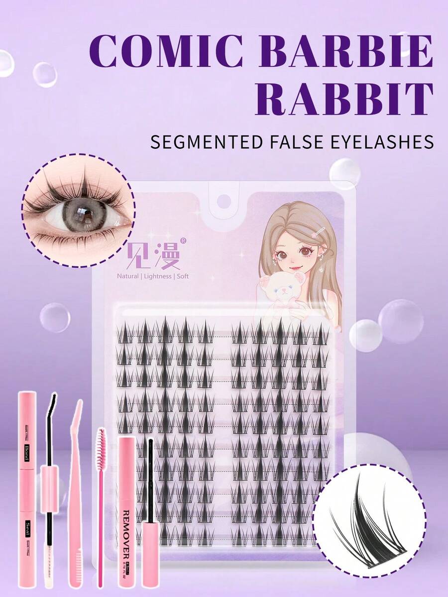 384 PCS Individual Lash Clusters D Curl 8-16mm Mixed DIY Lash Clusters Natural Look&Wispy&Dense&Long-Lasting DIY Eyelash Extension Kit With Bond And Seal&Tweezers For Beginner Use At Home Or On-The-Go For Daily Life&Party&Music Festival - Black - View 1