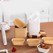 10 件防油烘焙杯 - 矩形迷你面包、蛋糕和松饼盒，带凹槽边缘，可堆叠设计，烘烤均匀，适用于面包、纸杯蛋糕、甜点（烘焙安全）、烘焙配件、凹槽边缘设计