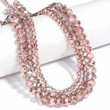 1 pieza Cuentas de cristal facetado de vidrio rosa con electrochapado transparente de 4 mm/6 mm/8 mm, suministros de manualidades de joyería de moda clásica de colores para decoración navideña, decoración de árboles de Navidad, decoración de bodas, decoración de ventanas, accesorios de ropa y bolsos - Rosa semigalvanizado transparente - Ver 4