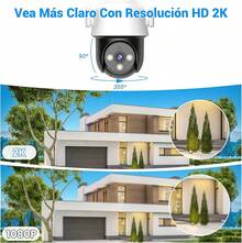 E EASYTAO EC01 Cámaras de  Exterior, 3MP 2K Camara WiFi 5Ghz/2.4Ghz, Panorama 360 ° , PTZ Camara con Visión Nocturna, Audio Bidireccional, Detección de Movimiento, Compartible con Alexa GOLT - Negro - Ver 4