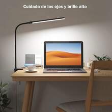 OIOSEN LED Lámpara de escritorio con pinza, largo cuello de cisne flexible de metal USB Lámparas de mesa, 3 modos de brillo 10, clip de luces para la oficina en casa cuidado de ojos (Negro) - Negro - Ver 7