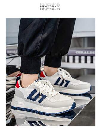 Herrskor med andningsförmåga, casual skor, mångsidiga sportskor, tjock sula, slitstarka, lämpliga för studenter och vardagsbruk, sommar