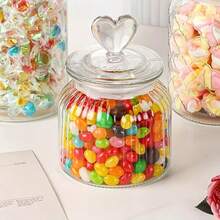 وعاء حلوى شفاف بشكل قلب 22 أونصة/32 أونصة/45 أونصة مع غطاء، وعاء تخزين زجاجي للبسكويت، وعاء زجاجي لديكور المطبخ