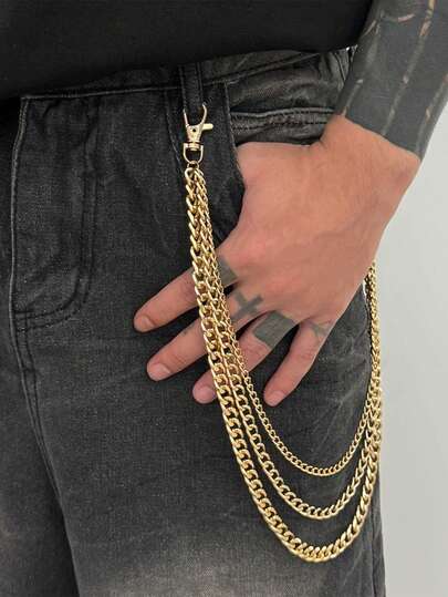 1pc Minimalist Multi-Layer Chain Belt, Gold Color Waist Accessory, Suitable For Men And Women, Daily, Party, And Date Wear, Gift Jewelry