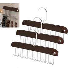 QICHEN 3 Accesorios de Armario con 8 Ganchos,Accesorios para Colgar en el Armario,Colgador de cinturón para Armario,Organizador de cinturón con 8 Ganchos,Perchas para Cinturones (Color marrón 3) - Color claro 2 - Ver 9