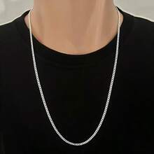 Men's Thin Silver Grumet Chain 2.5mm Double Link 925 Silver Plated - Silver - View 1