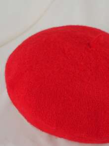 Clariva Cute Simple Solid Beret, Suitable For Daily Wear Gifts - Red - View 3