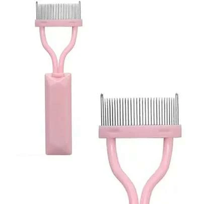 1 Lược chải mi và dụng cụ tách mi bằng thép hồng - Tay cầm vuông chống trượt, kích thước nhỏ gọn, thích hợp làm quà tặng.