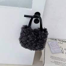 Fashionable Plush Tote Bag For Girls, Bucket Handbag - A - View 10