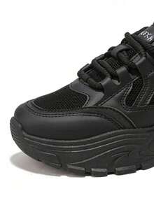 Flipark 女士隐形坡跟休闲运动鞋，2025-2024春秋季新款百搭厚底硫化小白鞋，适合娇小身材 - 黑色 - 查看 3