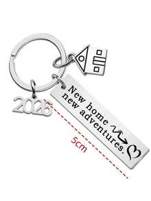 1pc Unisex 2026 New Home Stainless Steel Key Chain, DIY House Accessory, Creative Architect Gift, Bag Charm - Silver - View 2