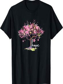 Hope Cherry Blossom Tree T-Shirt - Black - View 1