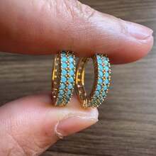 1 Pair Luxury Vintage Geometric Earrings - Gold With Synthetic Turquoise, Suitable For Weddings, Parties And Daily Wear - Birthday And Holiday Gift, Vintage Earrings, Wedding Jewelry, Classic Style, Durable