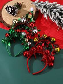 1pc/2pcs Women's Christmas Headband With Glittery Double Bow, Santa Claus & Christmas Tree Design, Suitable For Party, Christmas, Holiday Decoration ,Beauty ,Hair Band ,Diadema ,Hair Hoop