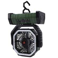Portable Camping Fan With Light And Remote Control, Double Plastic Hook, Quiet, Rechargeable, Battery Operated, USB Fan For Tent, Travel, RV, Orange, 20000mAh - Dark Green - View 8