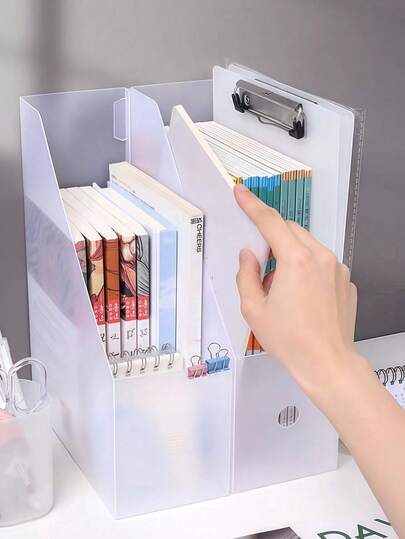1PC Foldable Desktop File Organizer - Minimalist Document Holder For Office & Home, Space-Saving Letter Tray, Adjustable Bookend