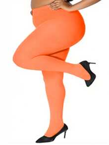 1双加大码女士糖果色连裤袜，超柔软纯色半透明紧身裤，高腰设计，舒适保暖，适合日常穿着 - 彩色 - 查看 40