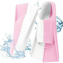 Aletas cortas de paleta para entrenamiento natatorio, color blanco rosa, talla L (39-41), perfectas para actividades de deportes acuáticos - Blanco Rosa - Ver 4