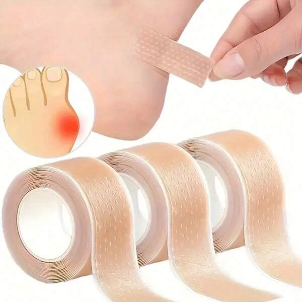 Curativos em Gel de Silicone para Bolhas - Fita Protetora Impermeável para Calcanhar, 1/2/3 Rolos para Prevenção de Bolhas nos Pés, Mãos e Dedos dos Pés, Alívio de Fricção no Calçado
