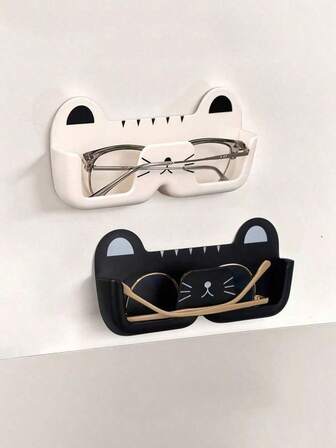 1/2pcs Wall-Mounted Sunglass Organizer, Cute Cat-Shaped Sunglasses Holder, Space Saving Eyeglasses Display Stand, Punch-Free Glasses Storage Rack For Entryway, Living Room, Bedroom, Bathroom, Office, Dorm. Home Decor.Suitable For Spring,Summer,Autumn,Winter,Return To School, Christmas, Halloween, Thanksgiving, Children's Day, Teacher's Day, New Year's Birthday Gifts Decorate For Good Friends