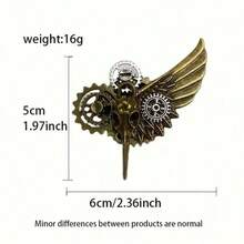 Halloween Steampunk Wings Bird Bone Gear Brooch Gothic Special Pin Accessory Performance Decoration - Bronze - View 7