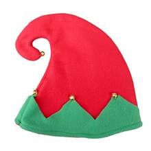 圣诞精灵儿童套装万圣节角色扮演服装儿童绿裙子+条纹袜+尖顶帽+腰带角色扮演派对服装 - 綠色 - 查看 9