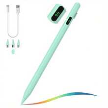 Stylish Design Black Smart Stylus, Suitable For All Touchscreen Devices, High-Precision Nib, Ergonomic Grip, Power Display, Suitable For Students And Professionals, Digital Painting, Note-Taking, Smooth Writing, Stylus, Stylus For All Devices, Tablet Stylus, Smartphone Pen, Stylus For All Devices - 替換頭(5件裝) - 查看 2