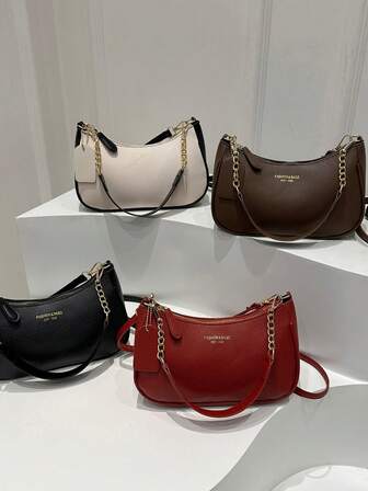 1pc Solid Color PU Leather Fashion Underarm Bag. It Is A Simple And Stylish Large Capacity Shoulder Bag, Business Commuter Messenger Bag, And Small Handbag For Daily Office Use. Suitable For Girls, Female College Students, Beginners, And White-Collar Workers. Very Suitable For Office, University, Work, Business, Commuting, Outdoor Activities, Travel, And Going Out. , Old Money