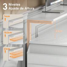 HLONONE Escritorio de oficina con luz LED, mesa de oficina con soporte para monitor para uso en casa o en la oficina, escritorio de esquina con bolsa de almacenamiento grande y estante de almacenamiento de altura ajustable, para teletrabajador. - Blanco - Ver 5