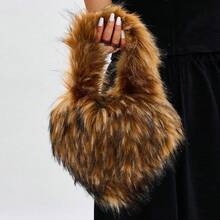 1 قطعة حقيبة قلب مصنوعة من الفرو بطراز جوتيك كلاسيكي جديد لموسم الخريف/الشتاء، حقيبة يد فرو بطراز الألفية الجديدة، حقيبة كتف، حقيبة قلب، هدية عيد الحب