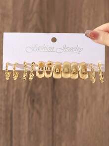 48/24/12pcs Elegant Metal Earring Set For Women, Faux Pearl Earrings, Geometric C-Shaped Stud Earrings, Suitable For Daily Wear, Parties, Holidays, Gift Set