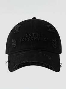 Gorra de béisbol desgastada para mujer, con bordado de letras, ajuste estilizante con ala ancha