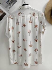 Men's Floral Hawaiian Beach Summer Shirt Short Sleeve Button Down 100% Viscose Fabric Shrinks A Little - 巧克力棕 - 查看 3
