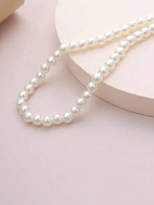 Faux Pearl Beaded Necklace - 白色 - 查看 3