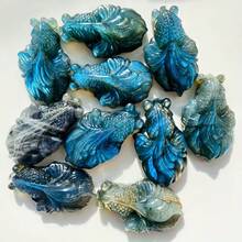 1pc Fashion Natural Labradorite Palm Stone, Chakra Crystal, Stress Relief, Synthetic Gemstone Jewelry Components - Blue - View 5