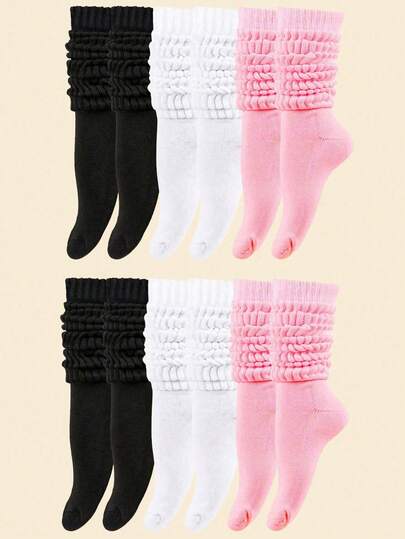 3/1 Pair Solid Color Slouch Socks Kids Thigh High Boot Socks, Breathable Scrunch Socks Long Crew Socks For Toddler Infant Girls, Children Dresser Knee High Socks, Soft Autumn Winter Warm Stacked Boot Socks, Thanksgiving Christmas Xmas Gift, Stocking Stuffers For Kids