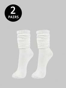 3双男士休闲百搭纯白色中筒袜（不含纸板） - 彩色 - 查看 5