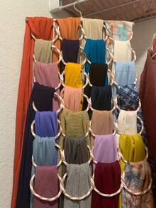 6/16/28 Slots Multi-Function Scarf Holder, Space-Saving Hanging Wardrobe Rack, Colorful Woven Foldable, Belt Organizer/Random Color Decor - Multicolor - View 5