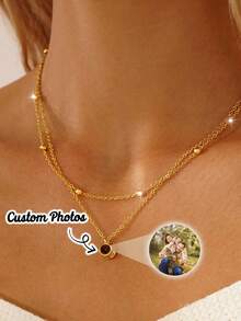 Kalung Proyeksi Rantai Ganda Kustom, Kalung Berlapis Foto Kustom, Kalung Foto, Perhiasan Kenangan, Hadiah untuk Sahabat Terbaik di Hari Ulang Tahun, Halloween, Natal - MultiWarna - View 3