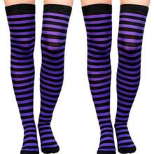 1 Pair Over-The-Knee Striped Christmas Socks, Women Holiday Cosplay Knee High Socks For Christmas, Halloween - Multicolor - View 10