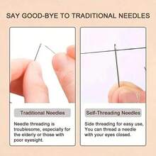30pcs Automatic Threaded Sewing Needles, Wooden Needle Box, Easy Threading, Multi-Purpose Household Hand Sewing Needles, Suitable For DIY Embroidery, Mending And Other Sewing Projects - Multicolor - View 4