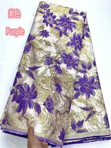 5码/1码尼日利亚提花锦缎非洲织锦薄纱蕾丝面料 2026 新款法国女式镀金蕾丝适用于派对礼服缝纫