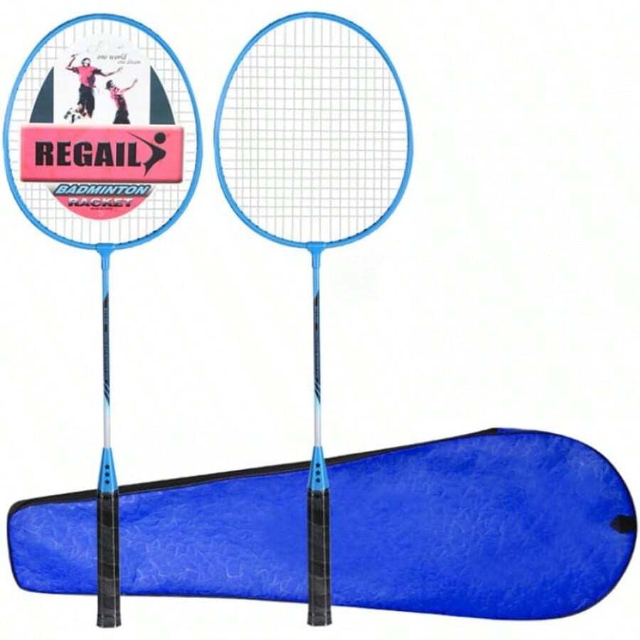 PUBAMALL Juego de Raquetas de bádminton, Set De 2 Raquetas De Badminton y 3 gallos - 02 - Ver 1