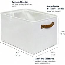 OrganiHaus Fabric Storage Bins Shelves 15x11 Inches 3 Pack, Decorative Closet Baskets With Handles, Large Cube Storage Bins Clothes, Toys, Nursery & Home Organization - - White Striped Brown - View 2