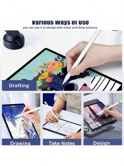 Caneta Stylus compatível com iPads de 9ª e 10ª geração, com função de rejeição de palma e inclinação. Carregamento rápido. Compatível com iPad Pro 11/12.9 de 3ª/4ª/5ª geração, iPad Mini 5/6, iPad 6/7/8, iPad Air 3/4/5 e iPads de 2018 a 2024. Caneta Stylus para iPad - Recarregável, com função de rejeição de palma e inclinação | Carregamento USB. Ótimo presente para mães, familiares, amigos, crianças, aniversários e outras ocasiões especiais. Acessórios para celular.